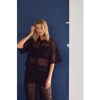 Transparentes Hemd mit Blumen-Spitze