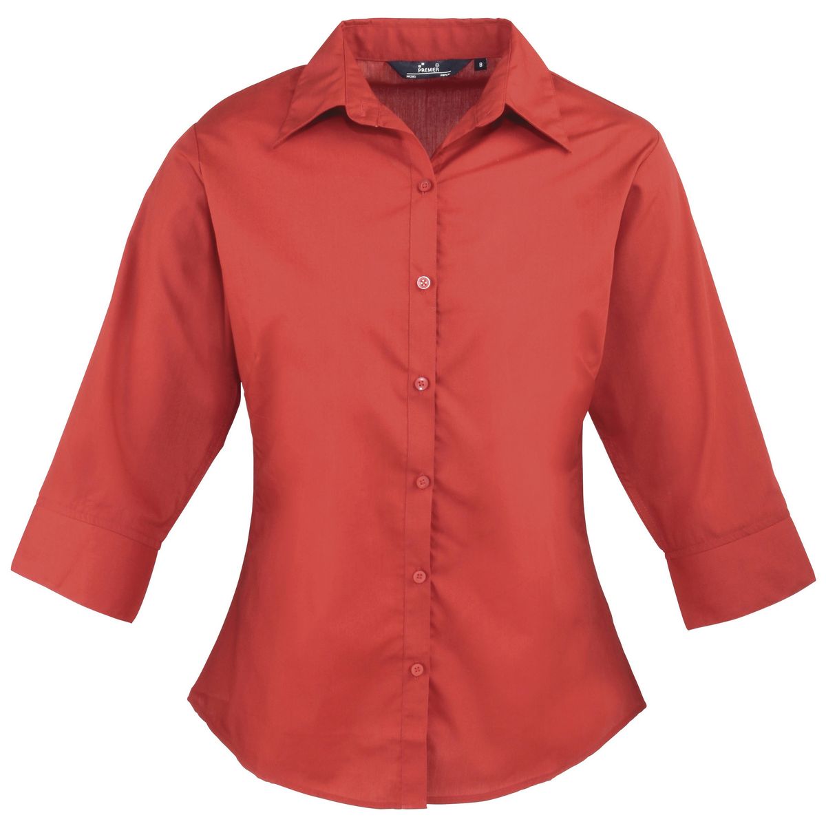 Taillierte Popeline-Bluse mit 3/4-Ärmeln