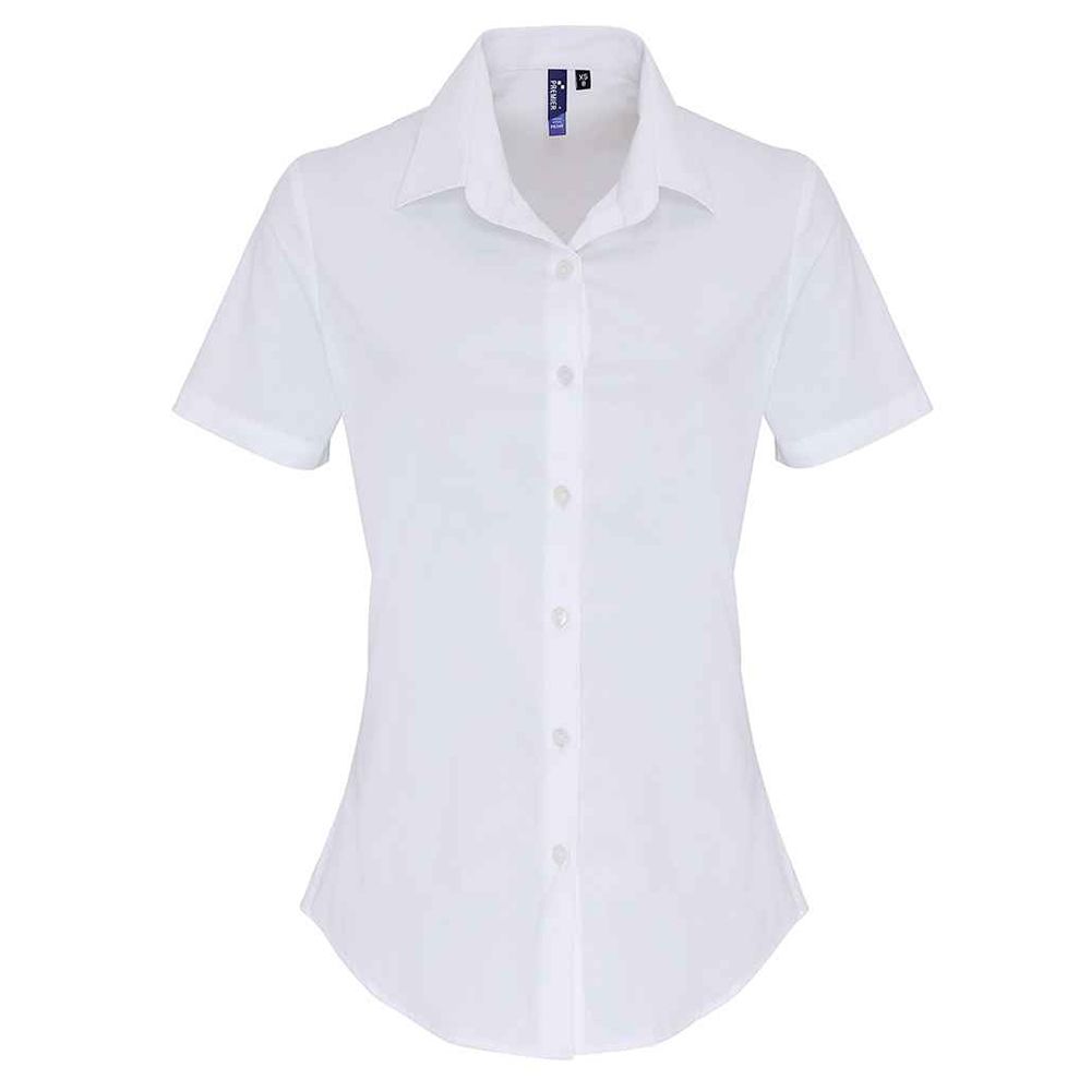 Schmal geschnittene Kurzarm-Popeline-Bluse