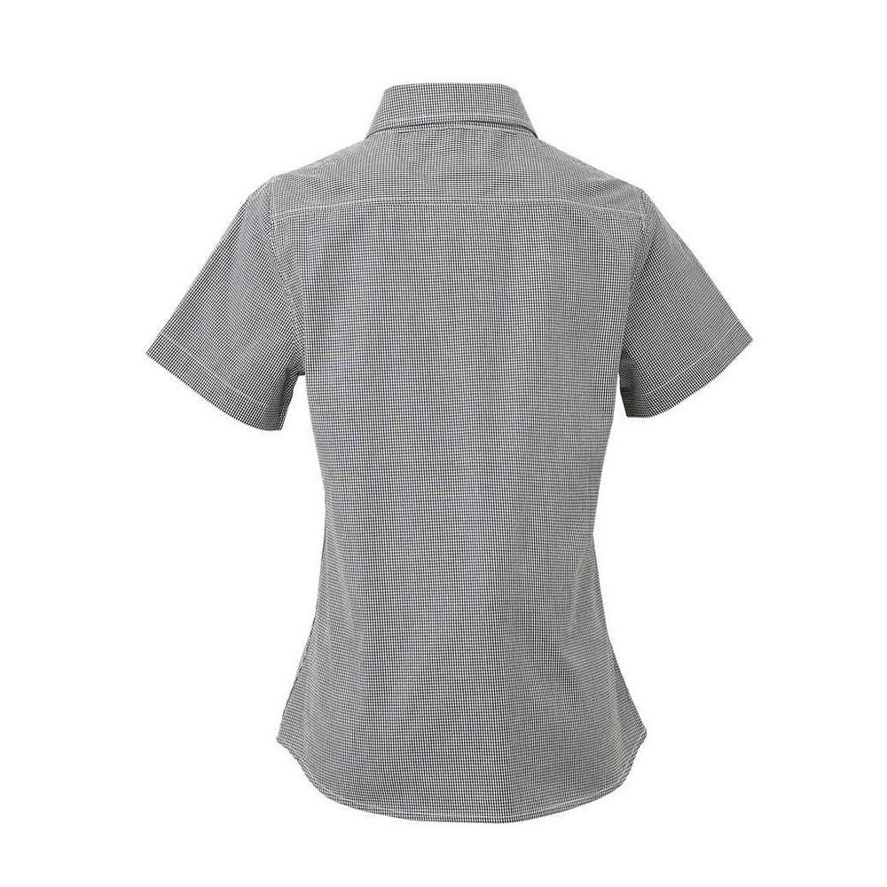 Kurzarm-Bluse mit Mikro-Gingham-Karo