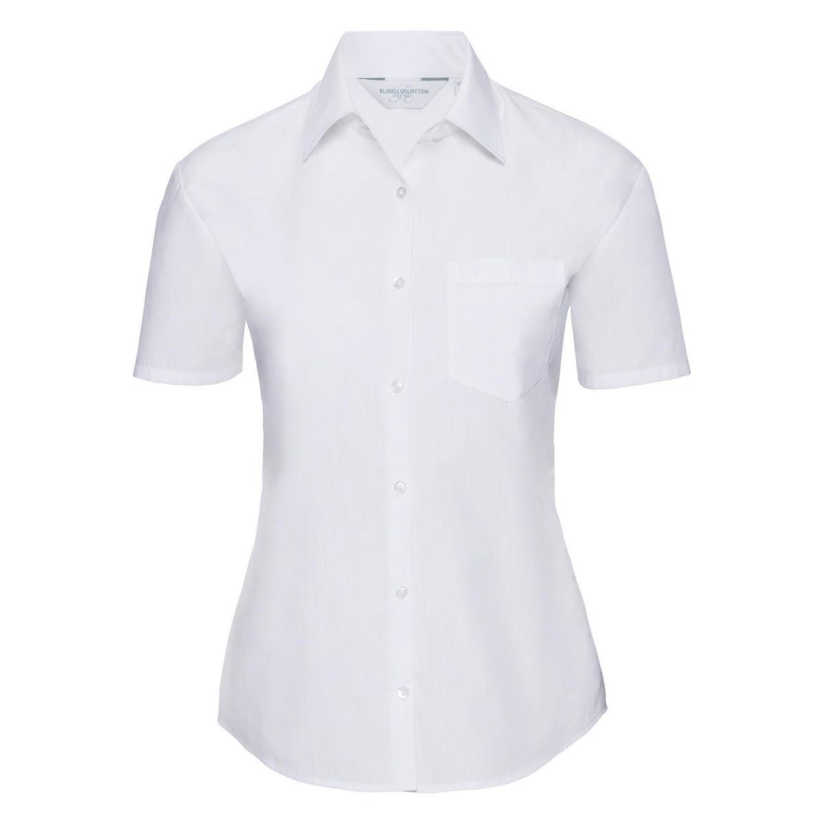 Kurzärmelige Popeline-Bluse mit Brusttasche