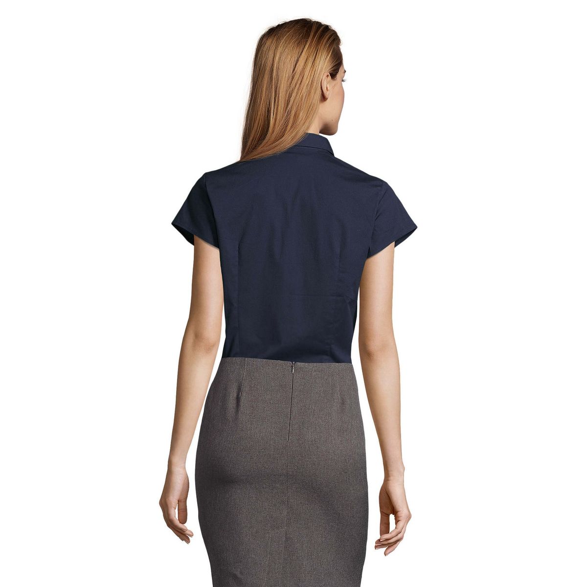 Kurzärmlige Stretch-Popeline-Bluse