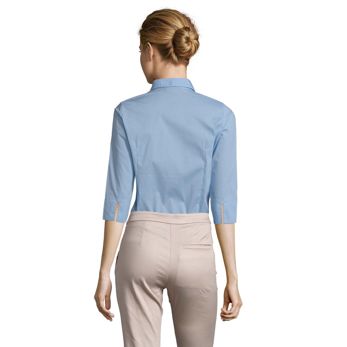 Klassische Popeline-Bluse mit 3/4-Ärmeln