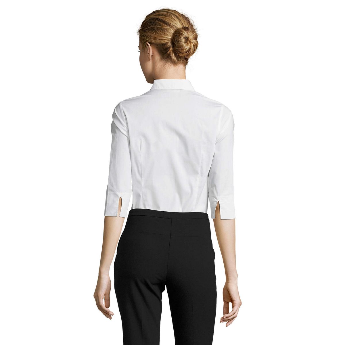Schmal geschnittene 3/4-Arm Popeline-Bluse