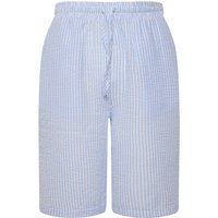 Gestreifte Seersucker-Unisex-Midi-Shorts