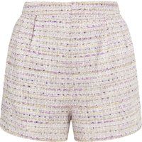 Bouclé-Bundfaltenshorts mit hoher Taille