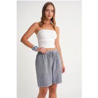 Hochtaillierte Baumwollshorts mit Kordelzug