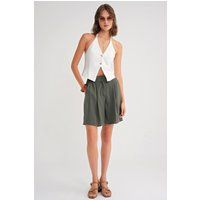 Hochtaillierte Shorts mit Falten