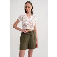 Strukturierte Baumwollshorts mit hohem Bund