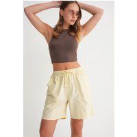 High-Waist Baumwoll-Shorts mit Kordelzug