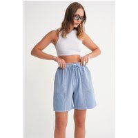 Hochtaillierte Baumwoll-Shorts mit Tunnelzug