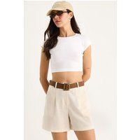 Relaxed Weit Geschnittene Leinen-Shorts