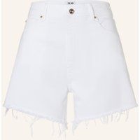 High-Waist-Denim-Shorts mit Fransensaum