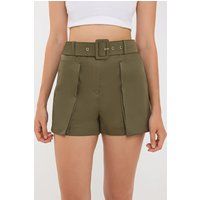 High-Waist Utility-Shorts mit Gürtel