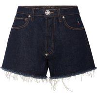 Denim-Hotpants mit ausgefranstem Saum
