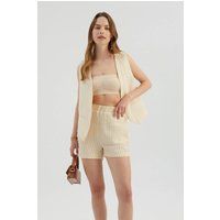 Gestreifte High-Waist-Shorts mit Gummibund