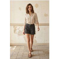 Hochtaillierte Weite Shorts mit Bundfalten