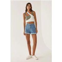 High-Waist Mom-Denim-Shorts mit Aufschlag