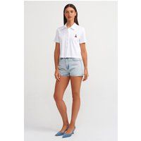 Hochgeschnittene Baumwoll-Denim Mom-Shorts