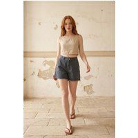 High-Waist-Shorts mit weitem Bein