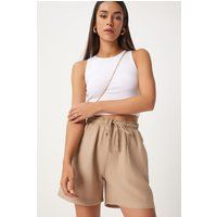 Hochtaillierte Weite Baumwollshorts