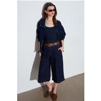 Hochtaillierte Denim-Culottes mit weitem Bein