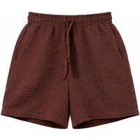 Hochtaillierte strukturierte Baumwollshorts