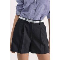 Hochtaillierte Leinenshorts mit Falten