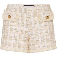 Tweed-Hotpants mit Juwelenknöpfen