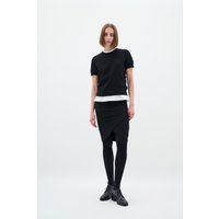 Asymmetrischer Wickel-Bleistiftrock in Schwarz