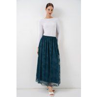 Floraler Maxi-Rock mit hoher Taille