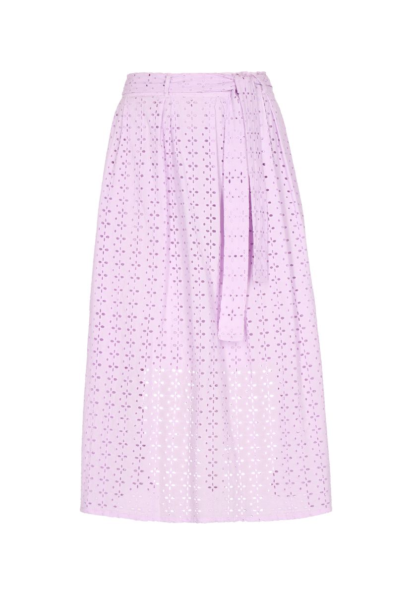 High-Waist-Midirock mit Lochstickerei