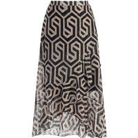 Asymmetrischer Midirock mit Geometrie-Print