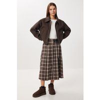 Karierter High-Waist Rock in A-Linie