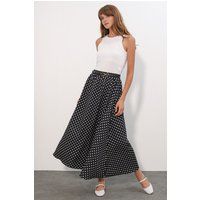 Polka-Dot-Maxirock mit hoher Taille
