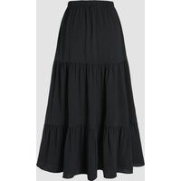 Gestufter High-Waist Maxirock mit Schlitz