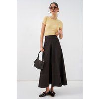 Hoch taillierter Denim A-Linien-Maxirock