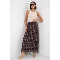 Plissierter Maxirock mit geometrischem Muster