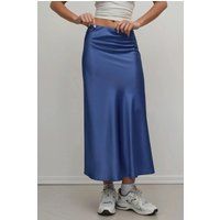 Hochtaillierter Satin-Midi-Schlupfrock