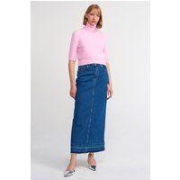 Hochgeschnittener gerader Denim-Maxirock