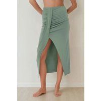 Hochtaillierter drapierter Bodycon-Maxirock