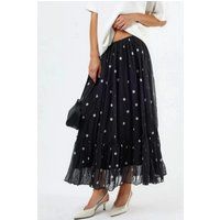 Gestufter Maxirock mit Polka Dots