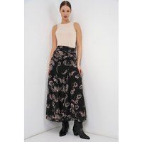 Hochtaillierter Maxi-Rock mit Paisley-Muster