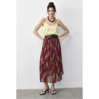 Hochtaillierter Paisley Plissee Maxi