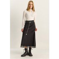 Satin-Maxirock in A-Linie mit Spitze