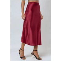 Eleganter Satin-Midirock mit hoher Taille