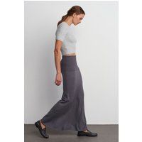 Gerippter High-Waist Strick-Maxirock