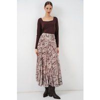 High-Waist Maxirock mit abstraktem Print