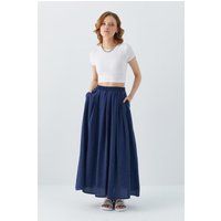 Fließender High-Waist-Maxirock mit Taschen