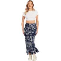 Hochgeschnittener Maxi-Rock mit abstraktem Blumenmuster